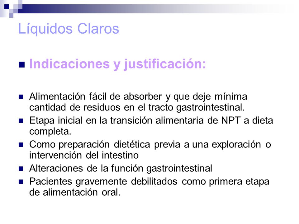 Dieta liquidos claros alimentos permitidos